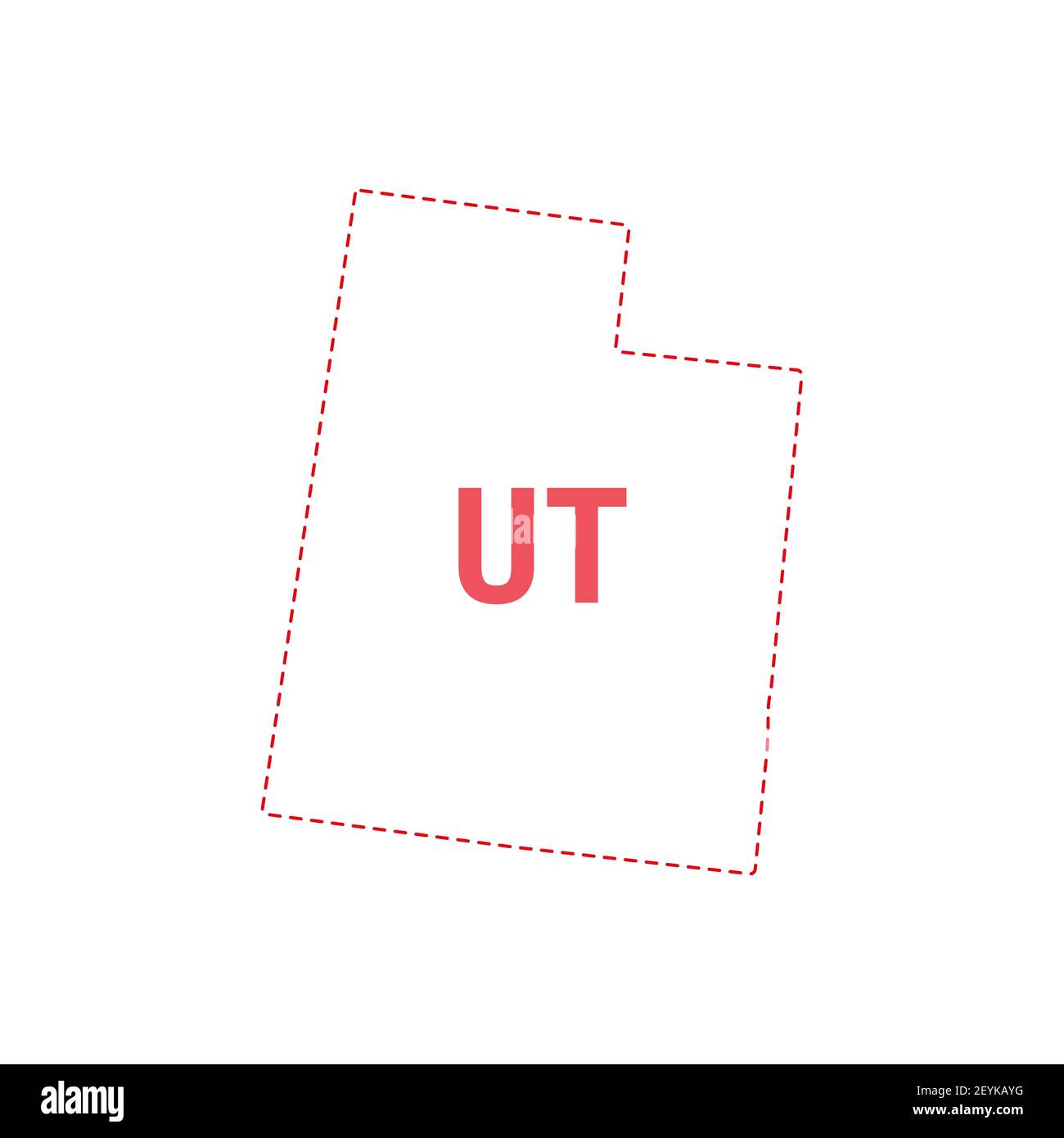 Utah US state map outline dotted border. illustration. Twoletter state