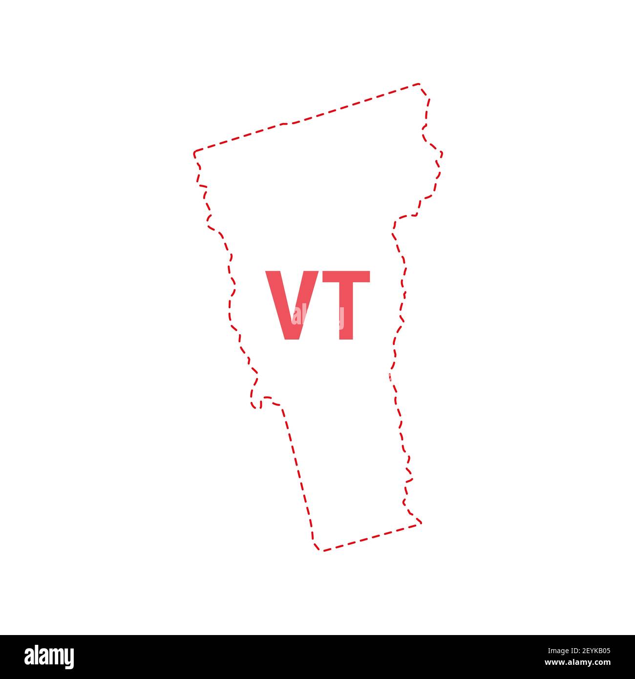Vermont US state map outline dotted border. illustration. Twoletter state abbreviation Stock
