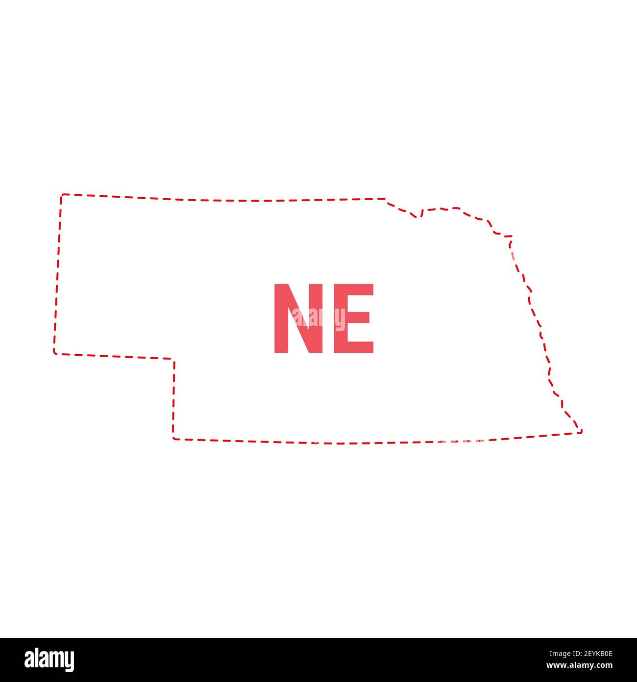 Nebraska US state map outline dotted border. illustration. Two-letter state  abbreviation Stock Photo - Alamy