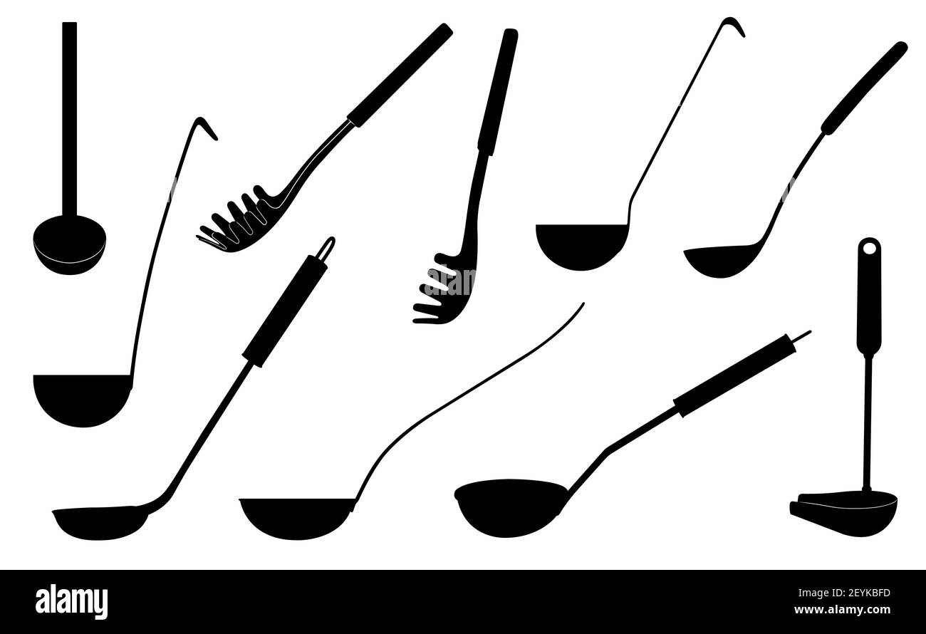 Set of different ladles isolated on white Stock Photo Alamy