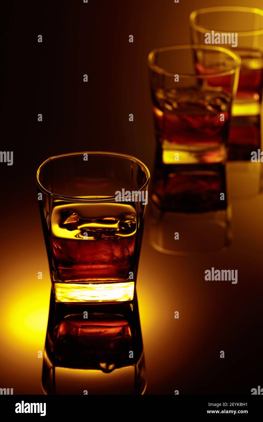 Whiskey On The Rocks. A strong alcoholic drink with Natural Ice in a ...
