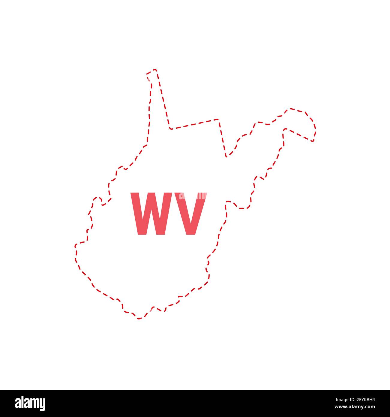 West Virginia US state map outline dotted border. illustration. Two