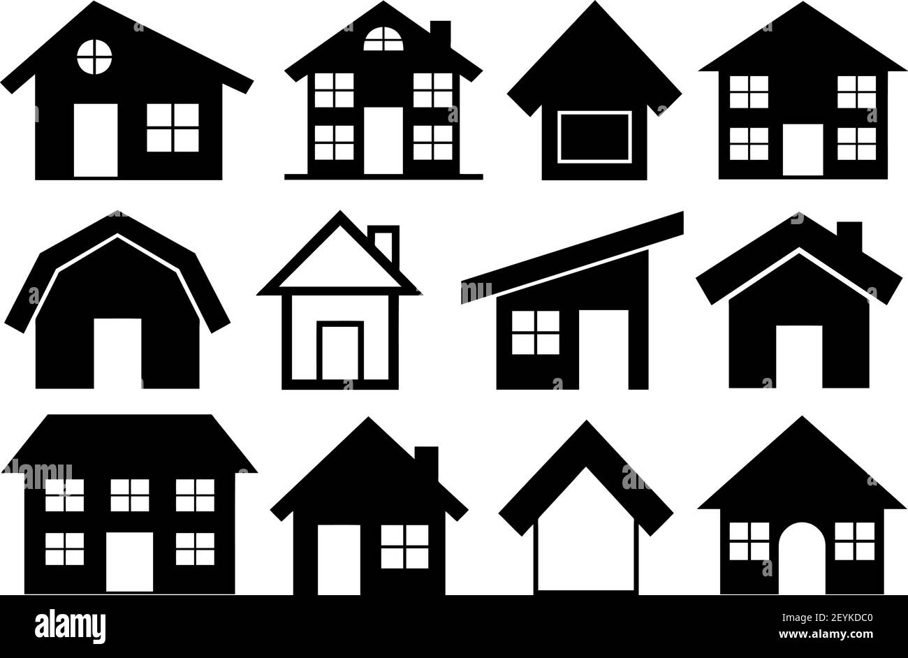 Collection of different houses isolated on white Stock Vector Image ...