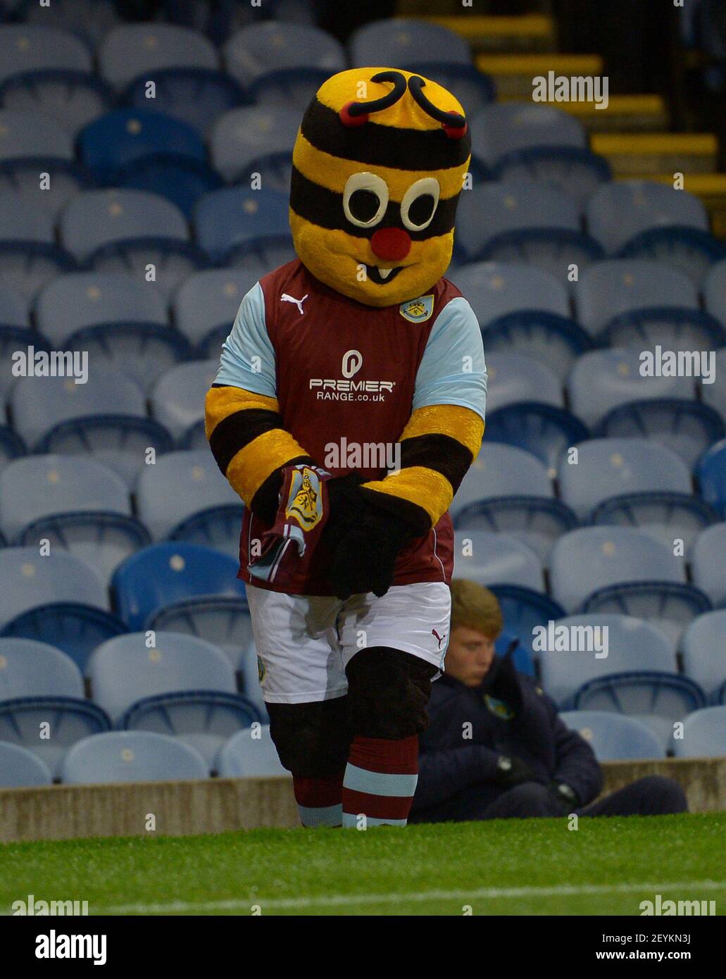 Oct. 29, 2013 - Burnley, United Kingdom - Burnley mascot Bertie Bee back on the touchline after he was sent off at the weekend. He tweeted a picture of himself in the police cells - Capital One Cup Fourth Round - Burnley vs West Ham Utd - Turf Moor Stadium - Burnley - England - 29/10/13 - Picture Simon Bellis/Sportimage/Cal Sport Media/Sipa USA. Stock Photo