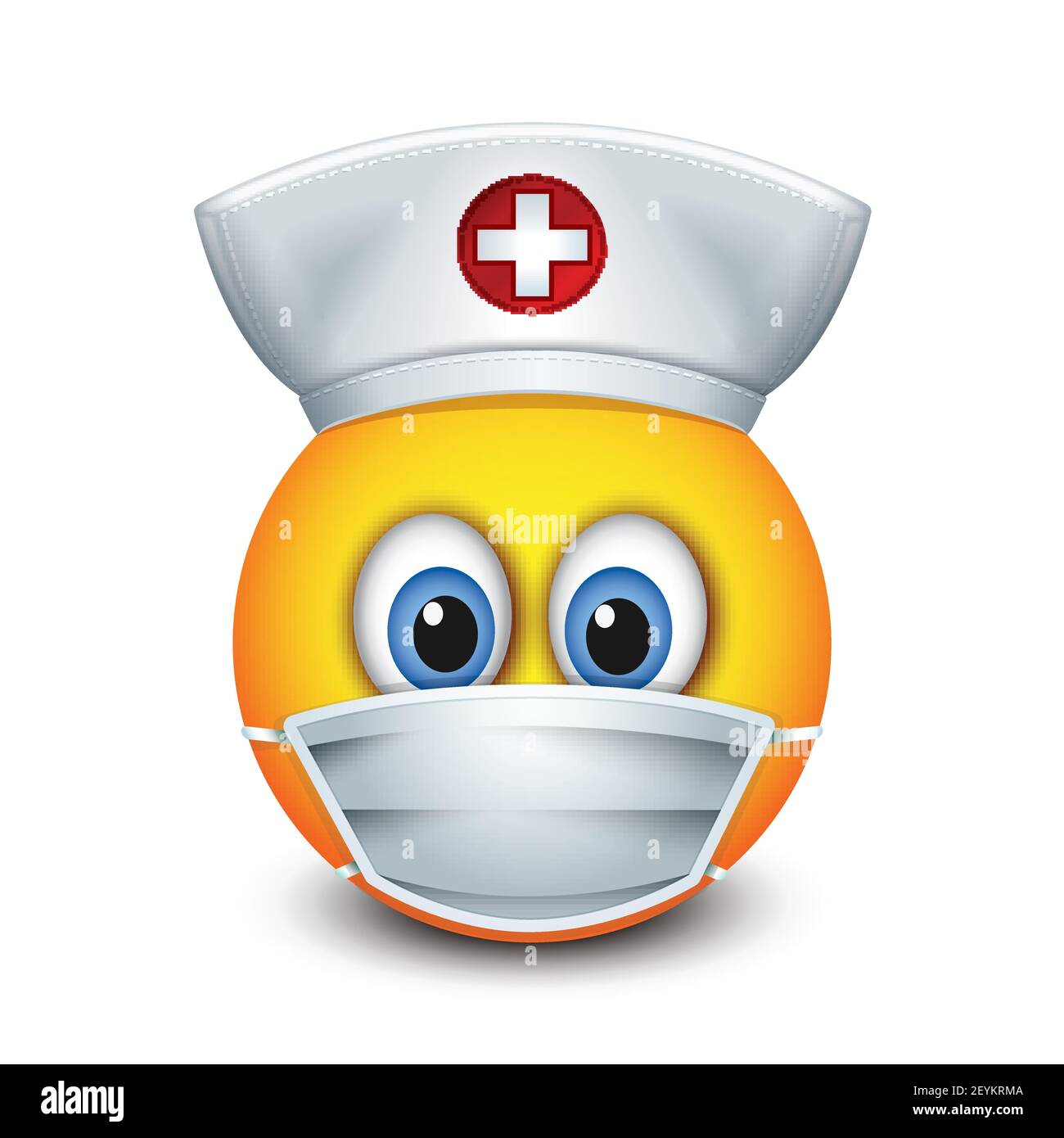 Cute nurse emoticon wearing hat and 