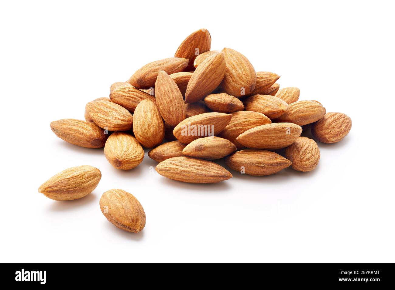 Heap of almonds isolated on white background - clipping path included Stock Photo