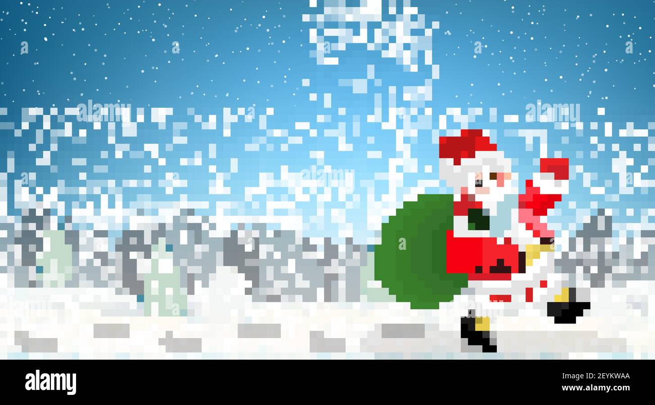Santa Claus Walking with Bag of Presents Stock Vector Image & Art - Alamy