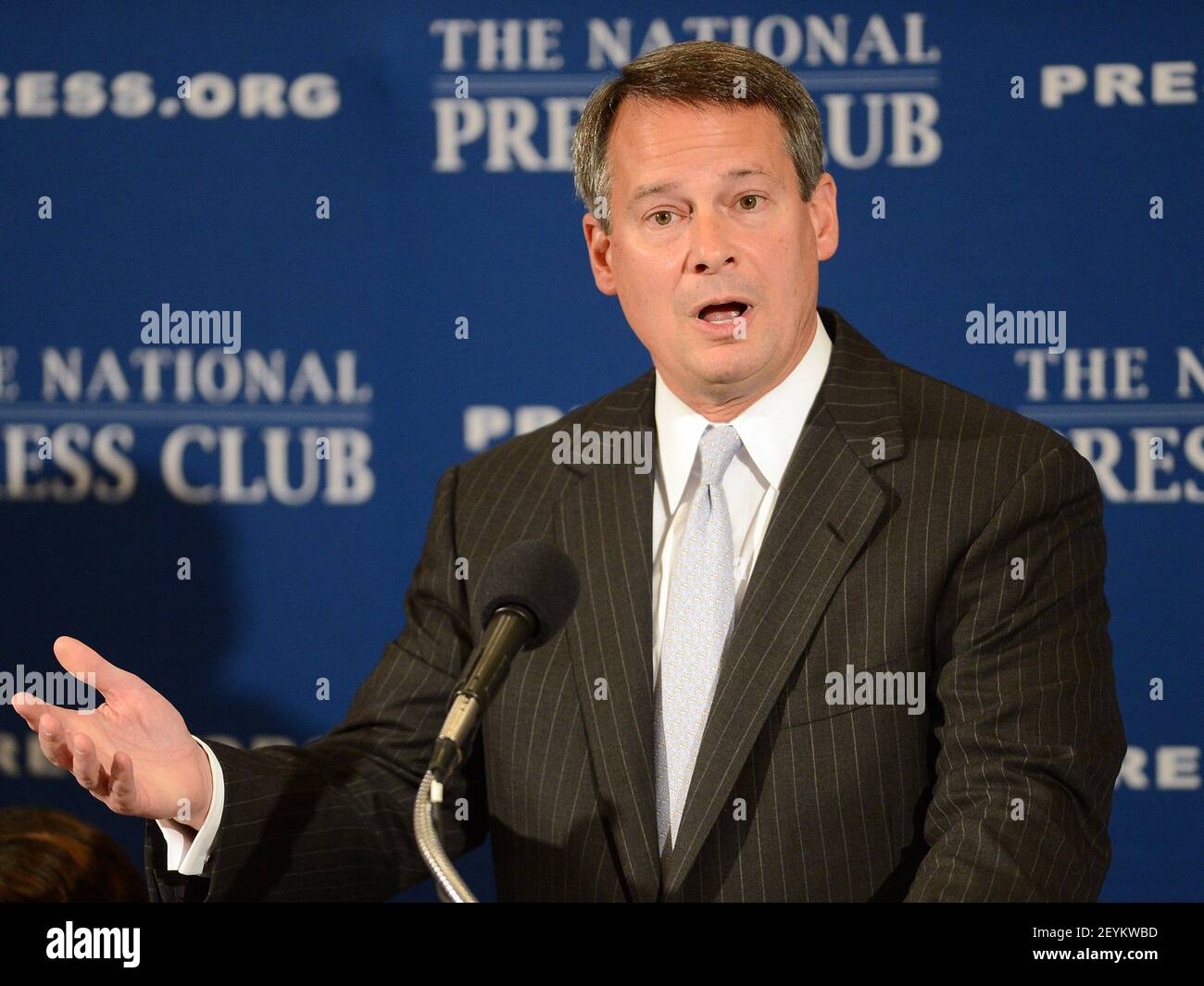 Walter W. Bettinger, CEO of The Charles Schwab Corporation, speaks during a  National Press Club newsmakers luncheon in Washington, Mon., Nov. 11, 2013.  Bettinger discussed retirement saving and 401(k) plan reform. (Photo
