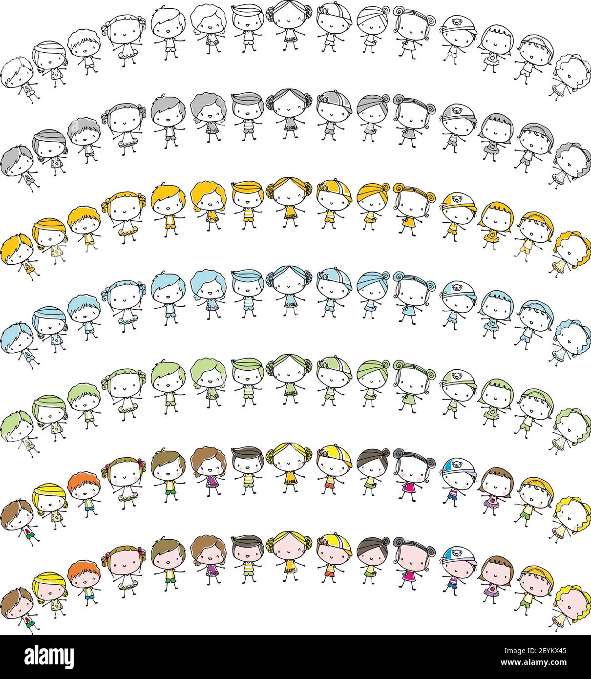 vector cartoon children boys and girls set Stock Vector Image & Art - Alamy