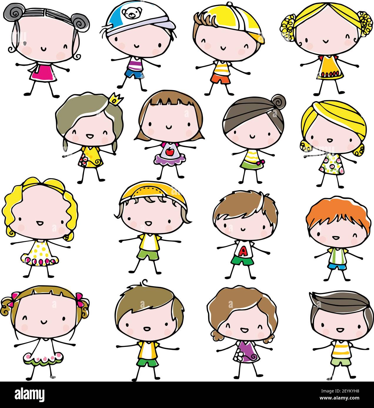 vector cartoon children boys and girls set Stock Vector Image & Art - Alamy