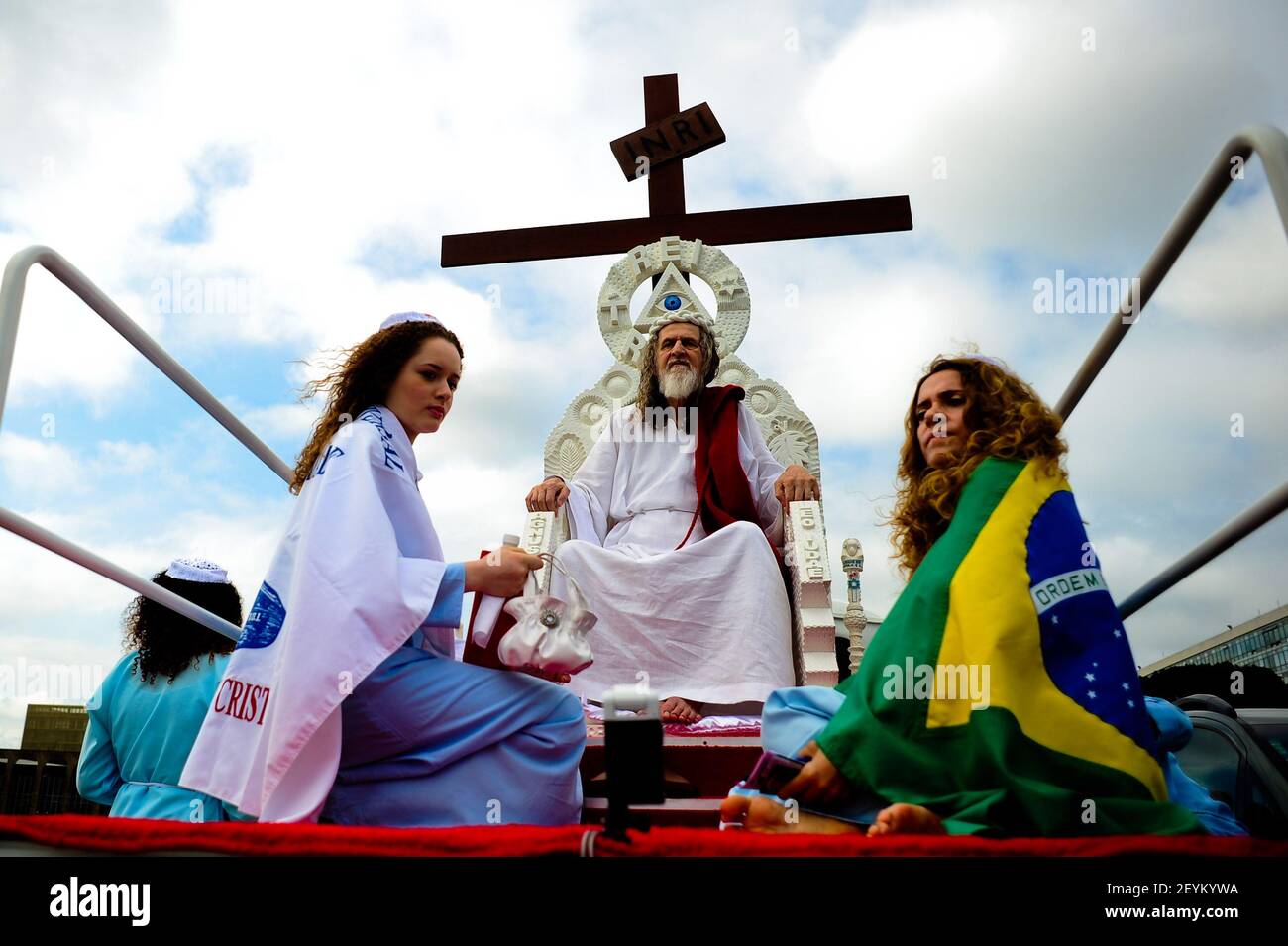 March of Inri Cristo from the Supreme Universal Order of the Holy Trinity,  in Esplanada dos Ministerios in Brazilia, Brazil, on November 12, 2013.  Photo by Saulo Cruz/Fotoarena/Sipa USA Stock Photo -