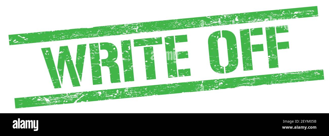 WRITE OFF text on green grungy rectangle stamp sign Stock Photo - Alamy