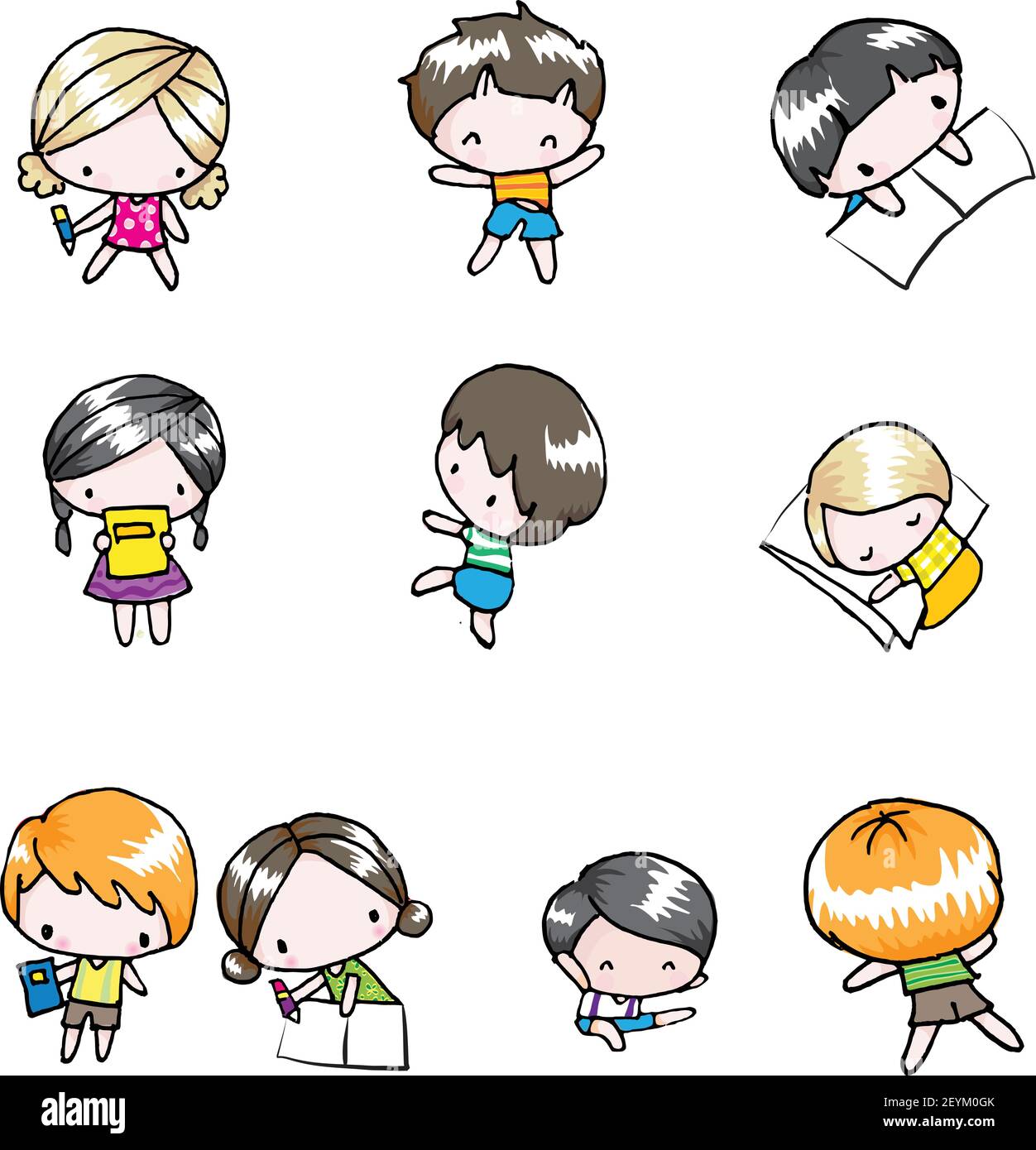 vector cartoon children boys and girls set Stock Vector Image & Art - Alamy