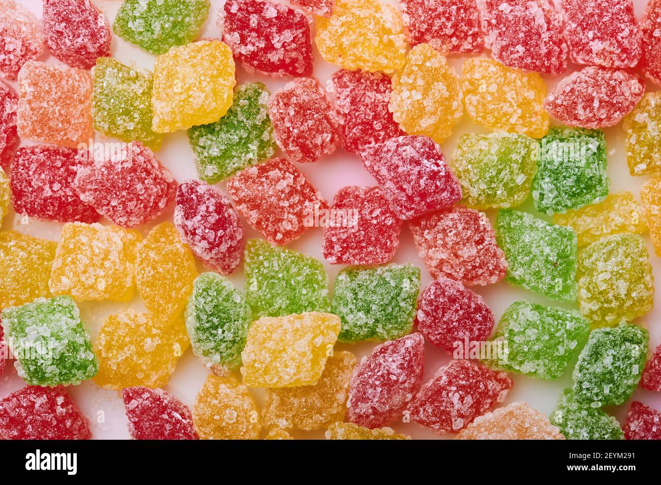 Red and yellow candy background macro close up view Stock Photo