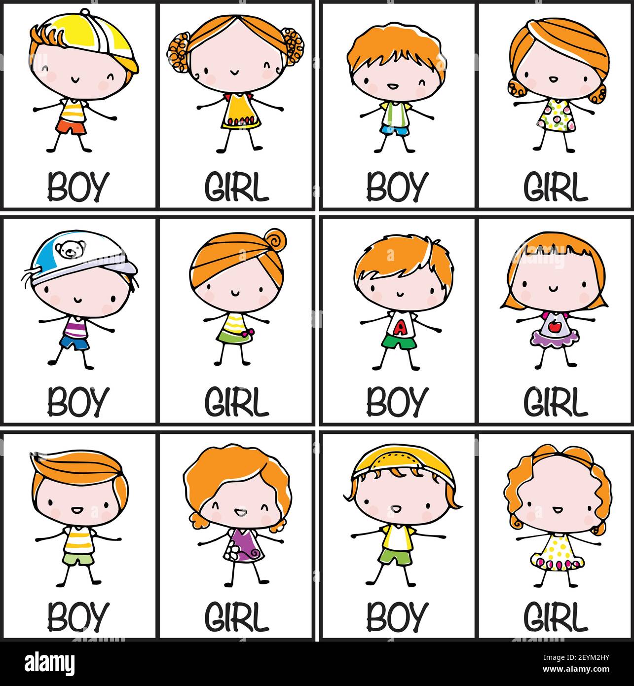 vector cartoon children boys and girls set Stock Vector Image & Art - Alamy