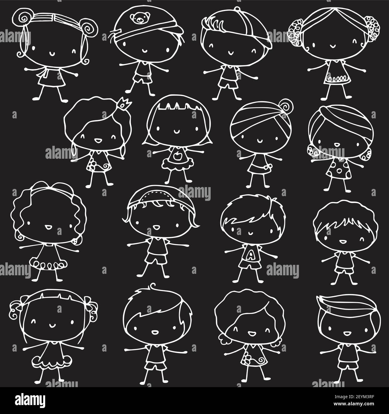 vector cartoon children boys and girls set Stock Vector Image & Art - Alamy