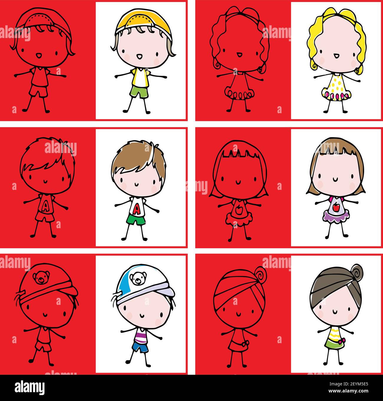 vector cartoon children boys and girls set Stock Vector Image & Art - Alamy