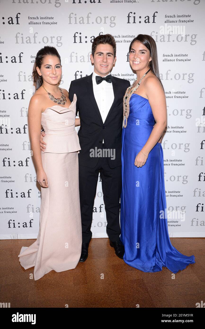 L-R) Maya Ghosn, Anthony Ghosn and Caroline Ghosn attend the 2013 Trophee  des Arts French Institute Alliance Francaise Gala at 583 Park Avenue in New  York, NY, on November 15, 2013 . (