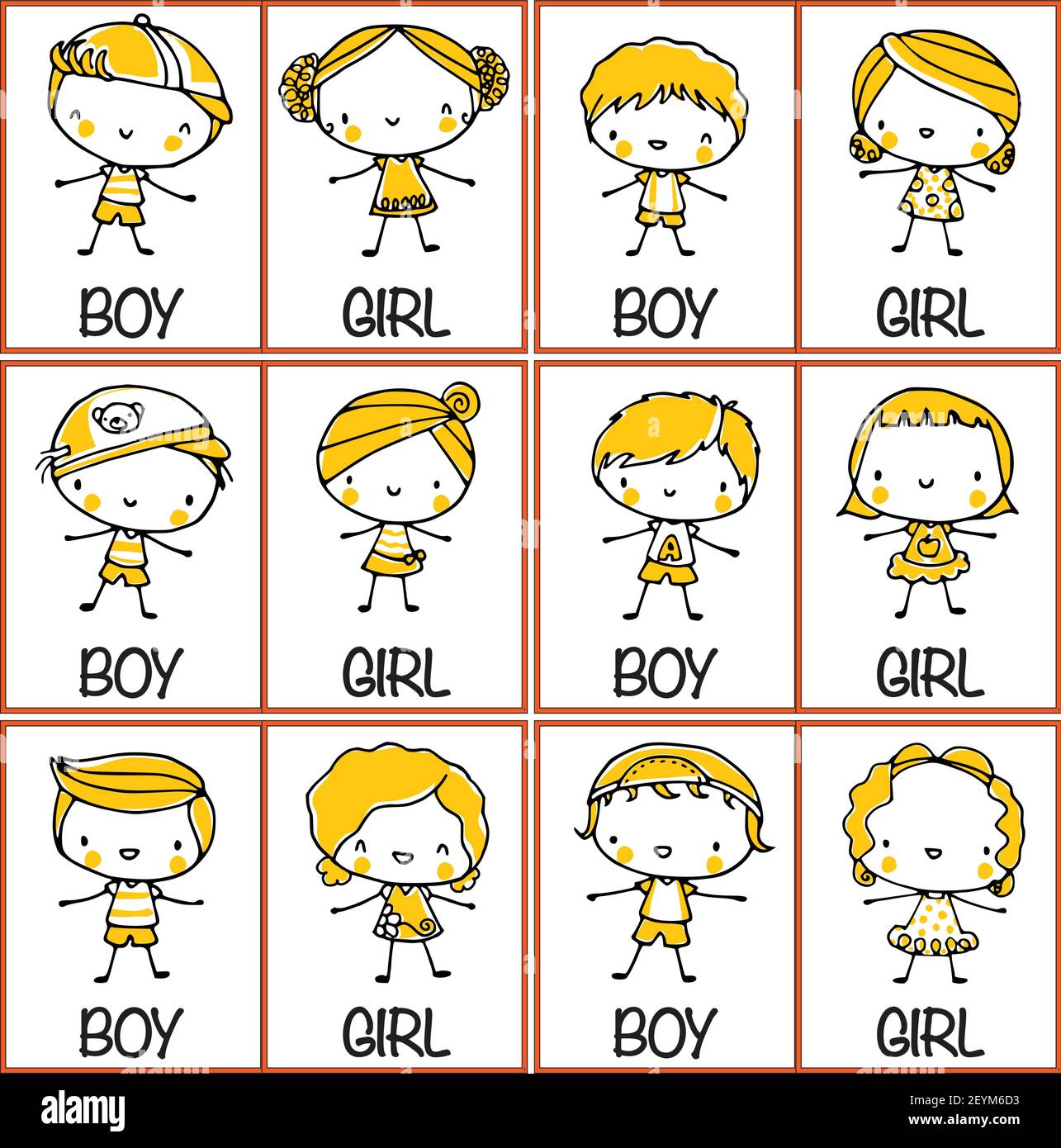 vector cartoon children boys and girls set Stock Vector Image & Art - Alamy