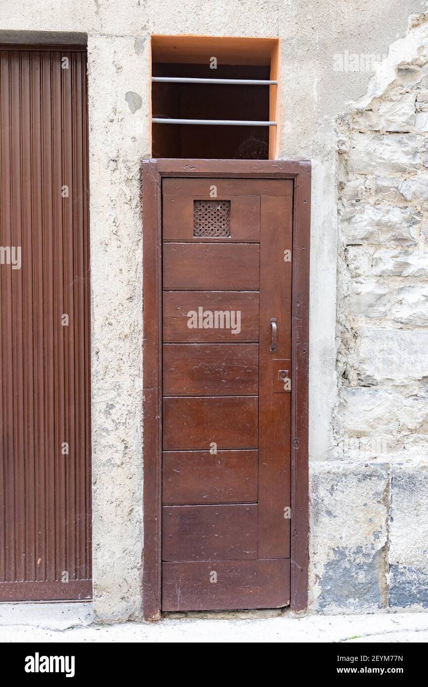 ancient wooden house door Como, Italy Europe Stock Photo