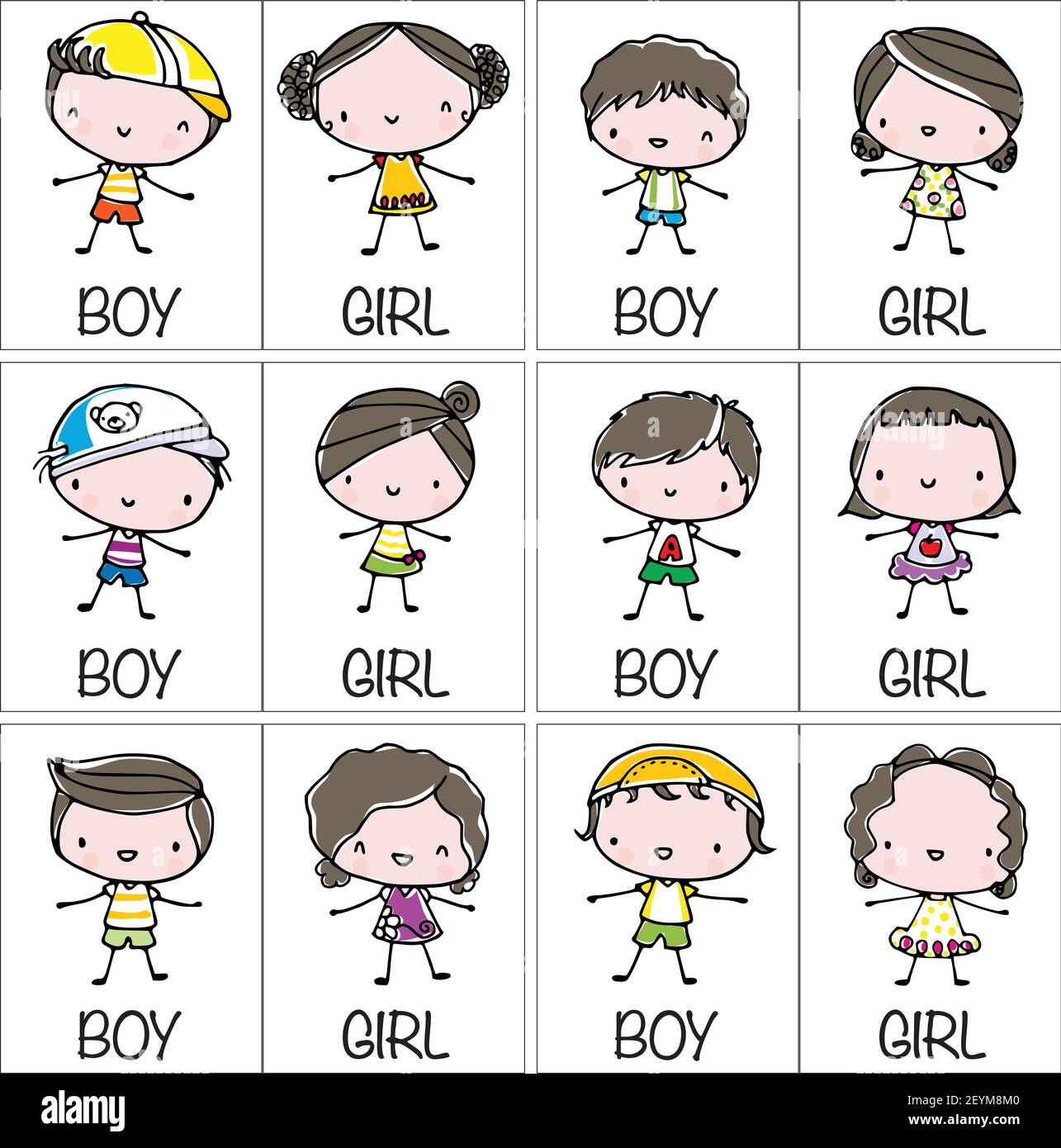 vector cartoon children boys and girls set Stock Vector Image & Art - Alamy