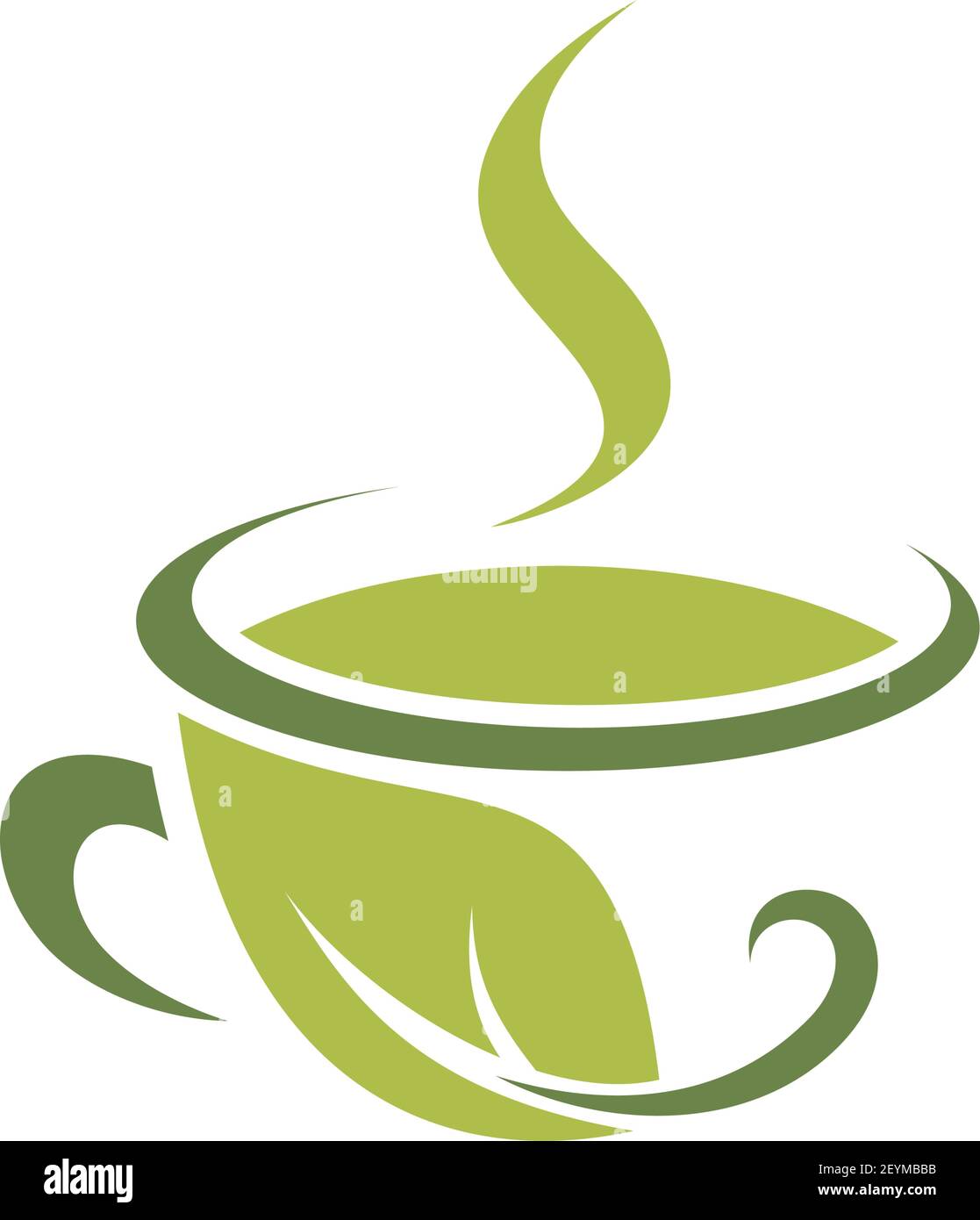 Cup of green steaming tea isolated drink of herb. Vector herbal ...