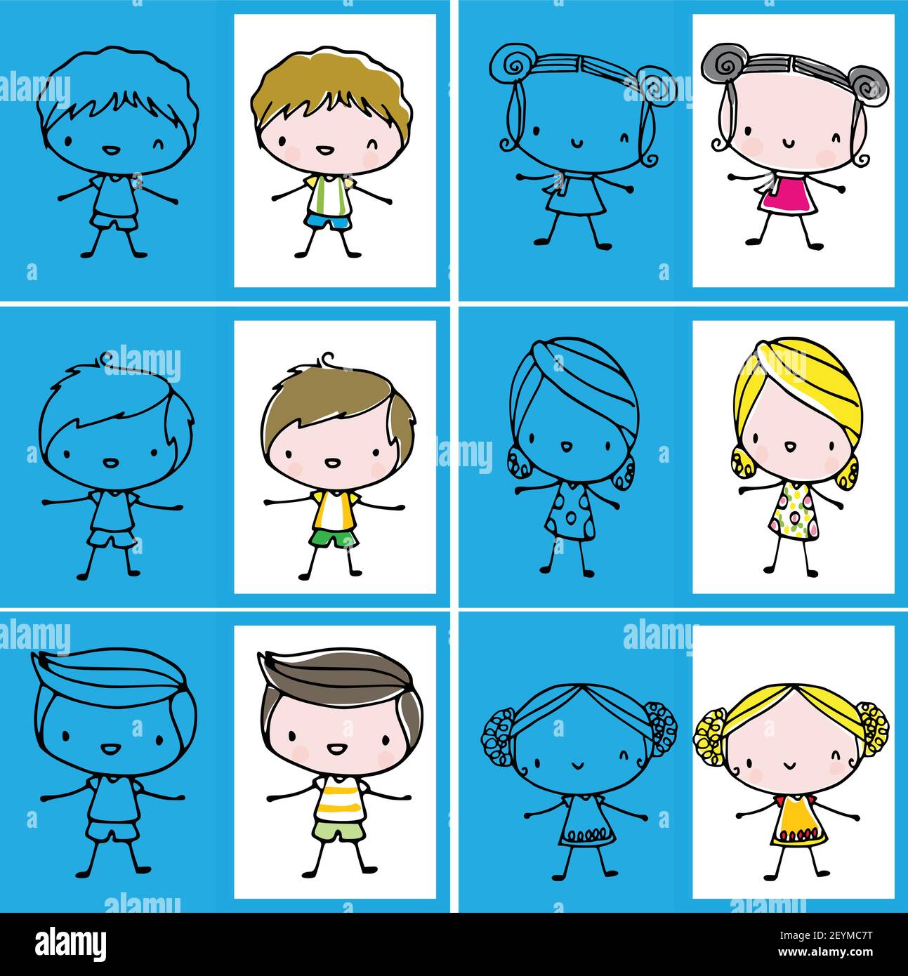 vector cartoon children boys and girls set Stock Vector Image & Art - Alamy