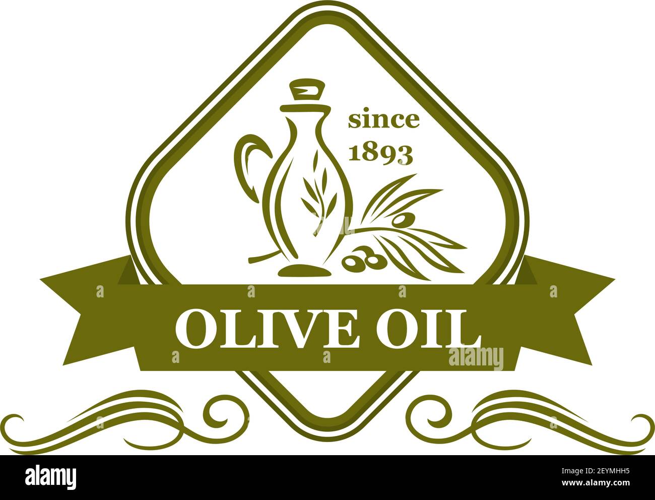 Olive oil vector emblem. Creative design with olive branch and jar or ...
