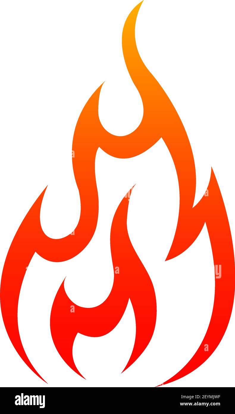 Fire with sparks isolated icon. Vector blazing burning flames, bonfire ...