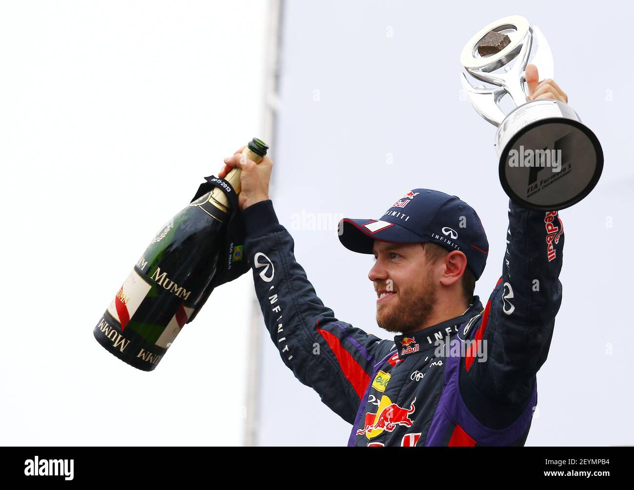 Vettel Victory Sebastian Vettel celebrates his victory on the Brazil Formula 1 GP in ...