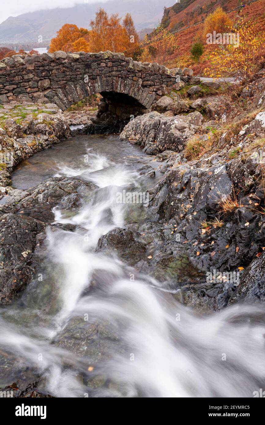 Ashness Bridge in Autumn, Lake District, Cumbria Stock Photo