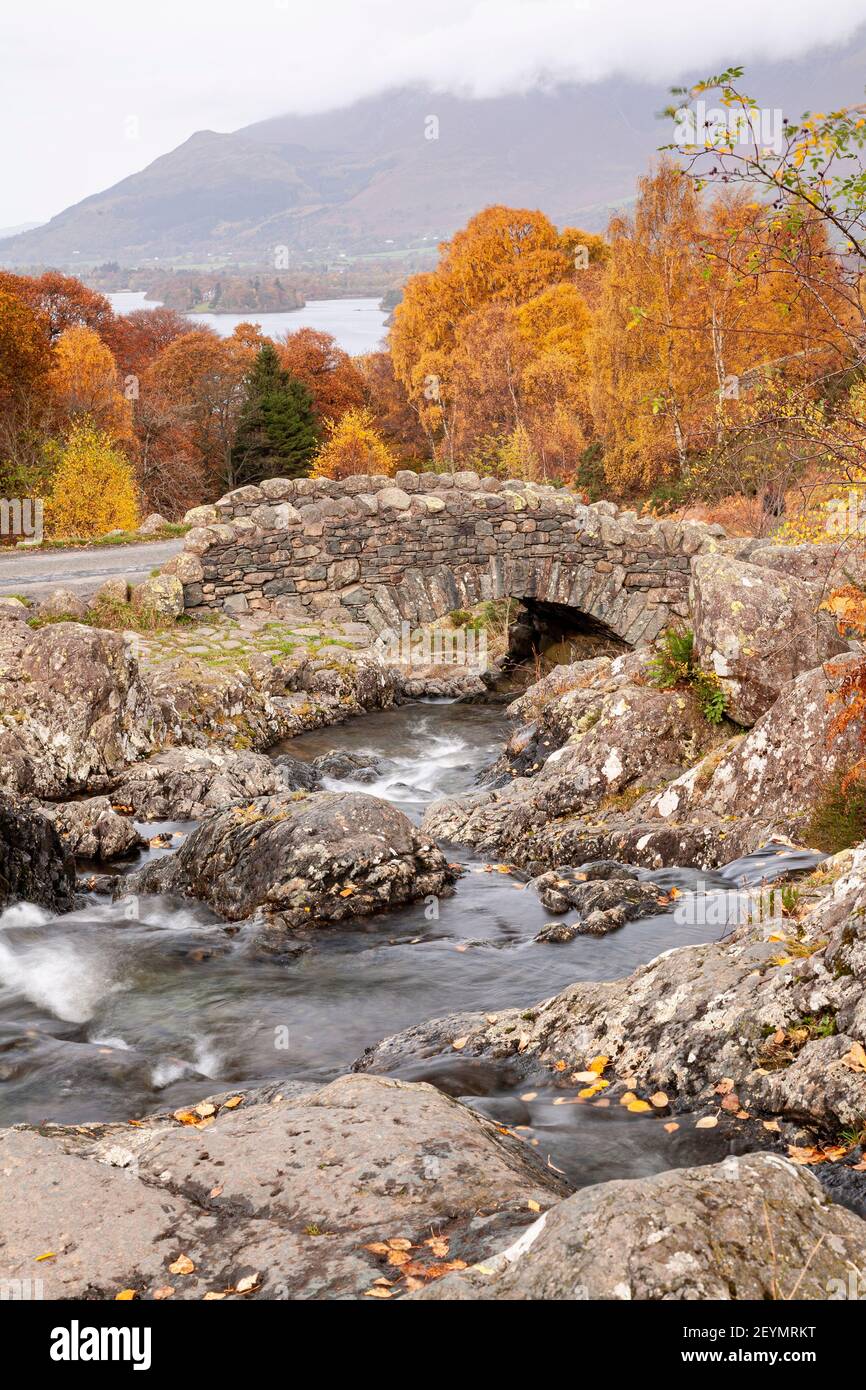 Ashness Bridge in Autumn, Lake District, Cumbria Stock Photo