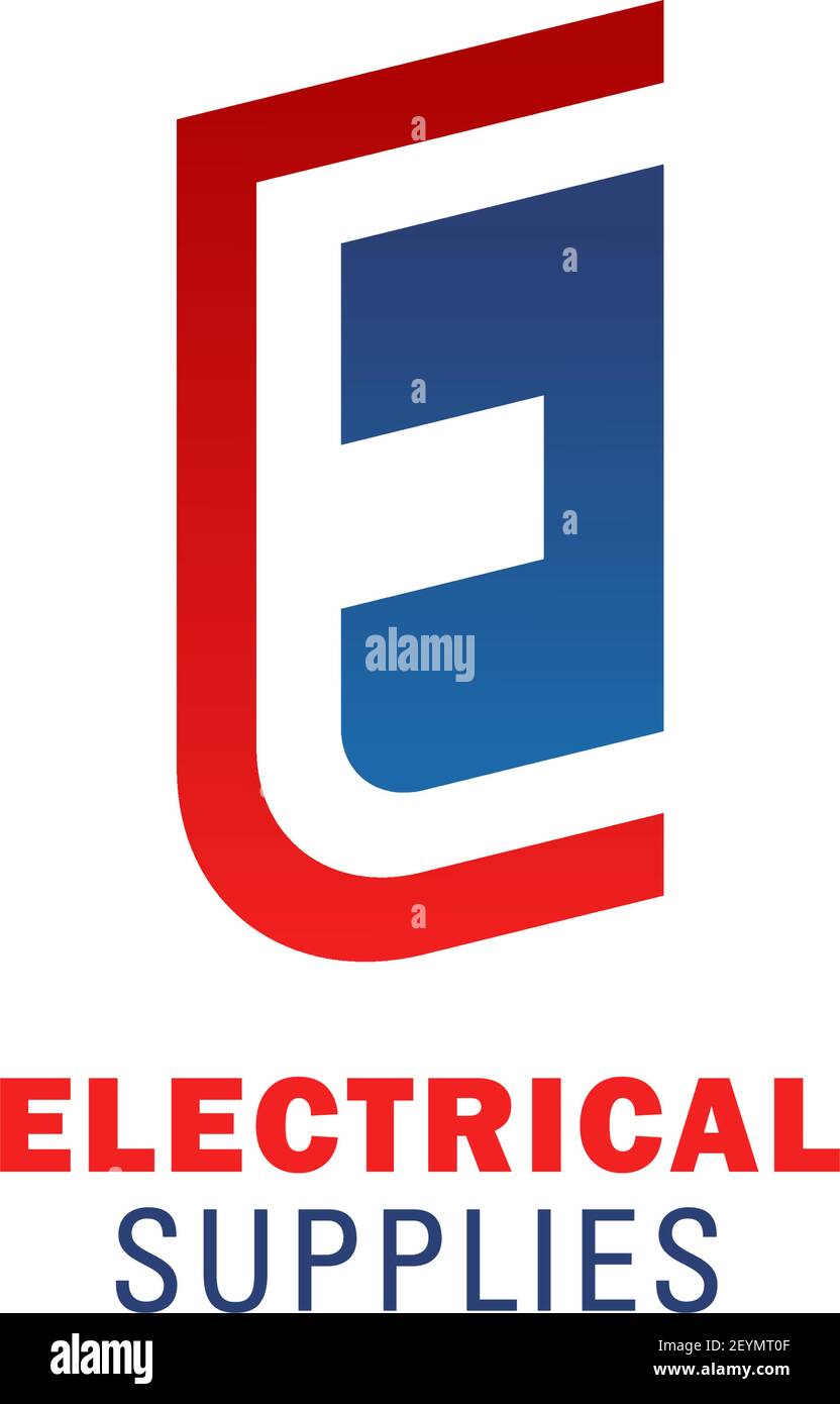 Letter E icon for electrical supplies shop or electricity and power ...