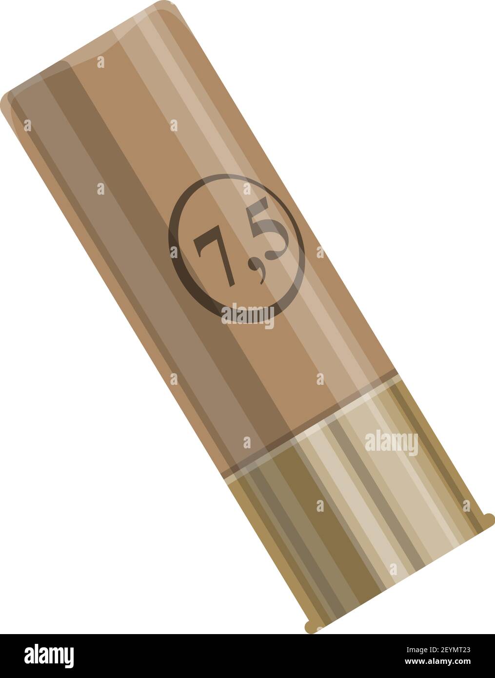 Shotgun bullet 7.5 mm vector. Hunters ammunition, shooting and killing ammo, hunting and military equipment icon Stock Vector