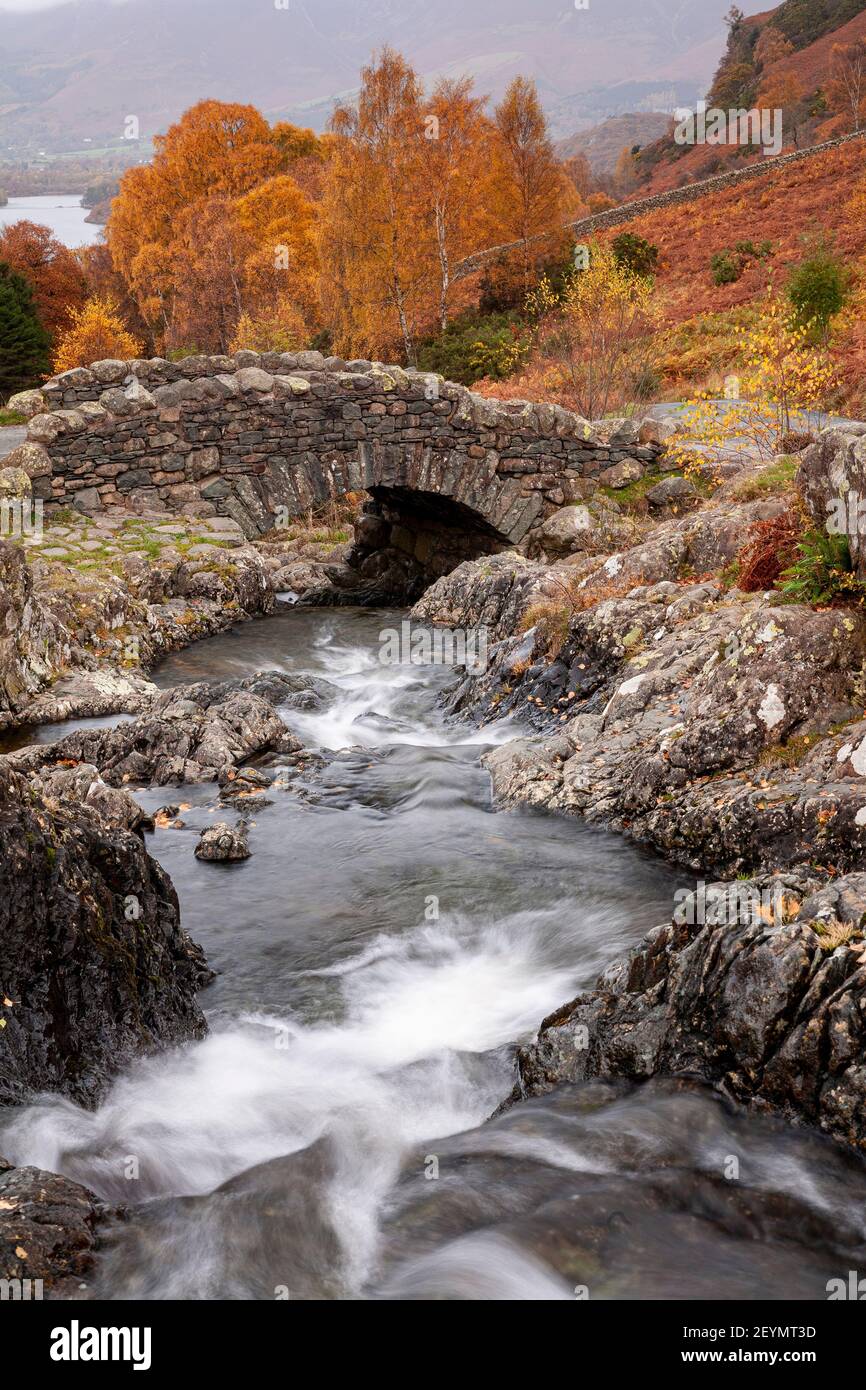 Ashness Bridge in Autumn, Lake District, Cumbria Stock Photo
