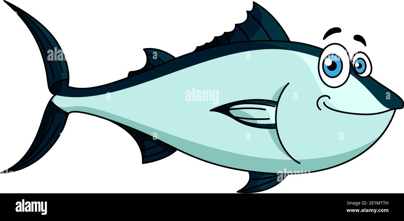 Atlantic bluefin tuna isolated cartoon fish. Vector aquatic mackerel with  silvery blue scales Stock Vector Image & Art - Alamy