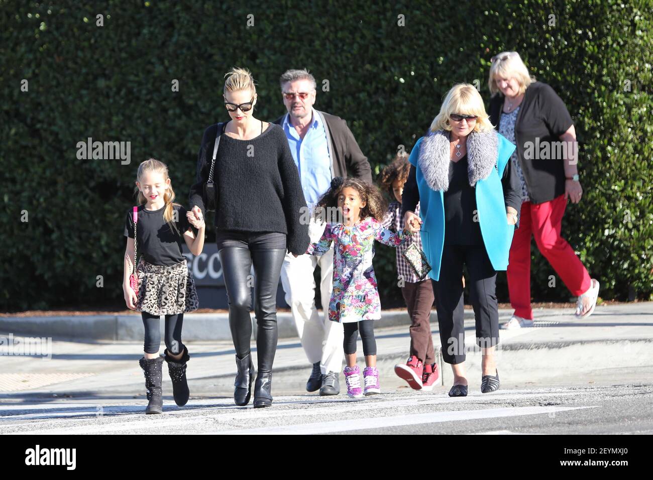 Heidi Klum takes her family to Cecconis Restaurant on the corner of