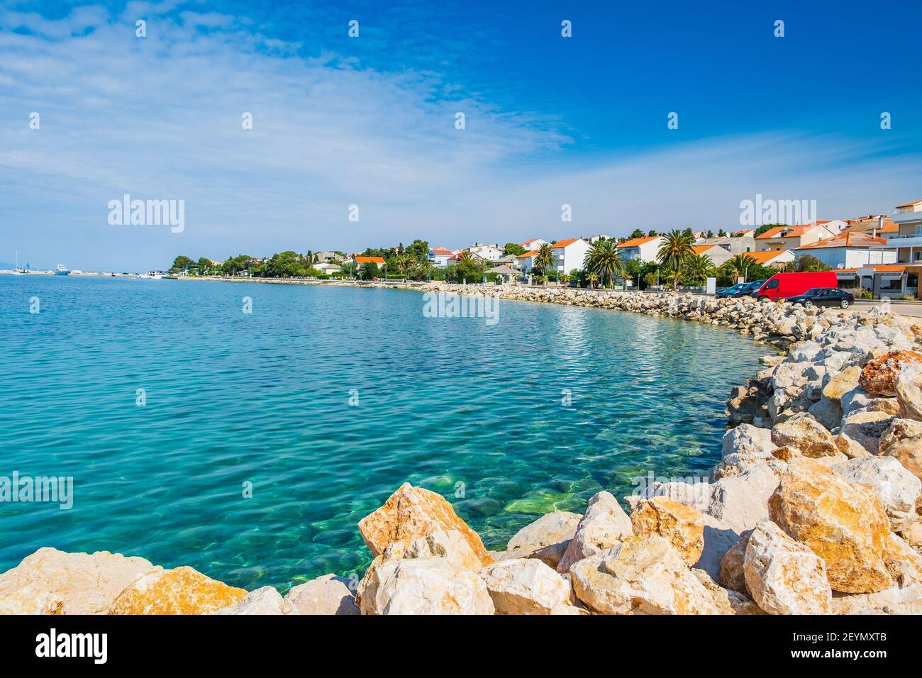 Town of Novalja on the island of Pag in Croatia, tourist destination on Adriatic sea Stock Photo