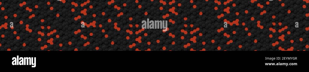 Abstract hexagons black on a red background - illustration Stock Photo