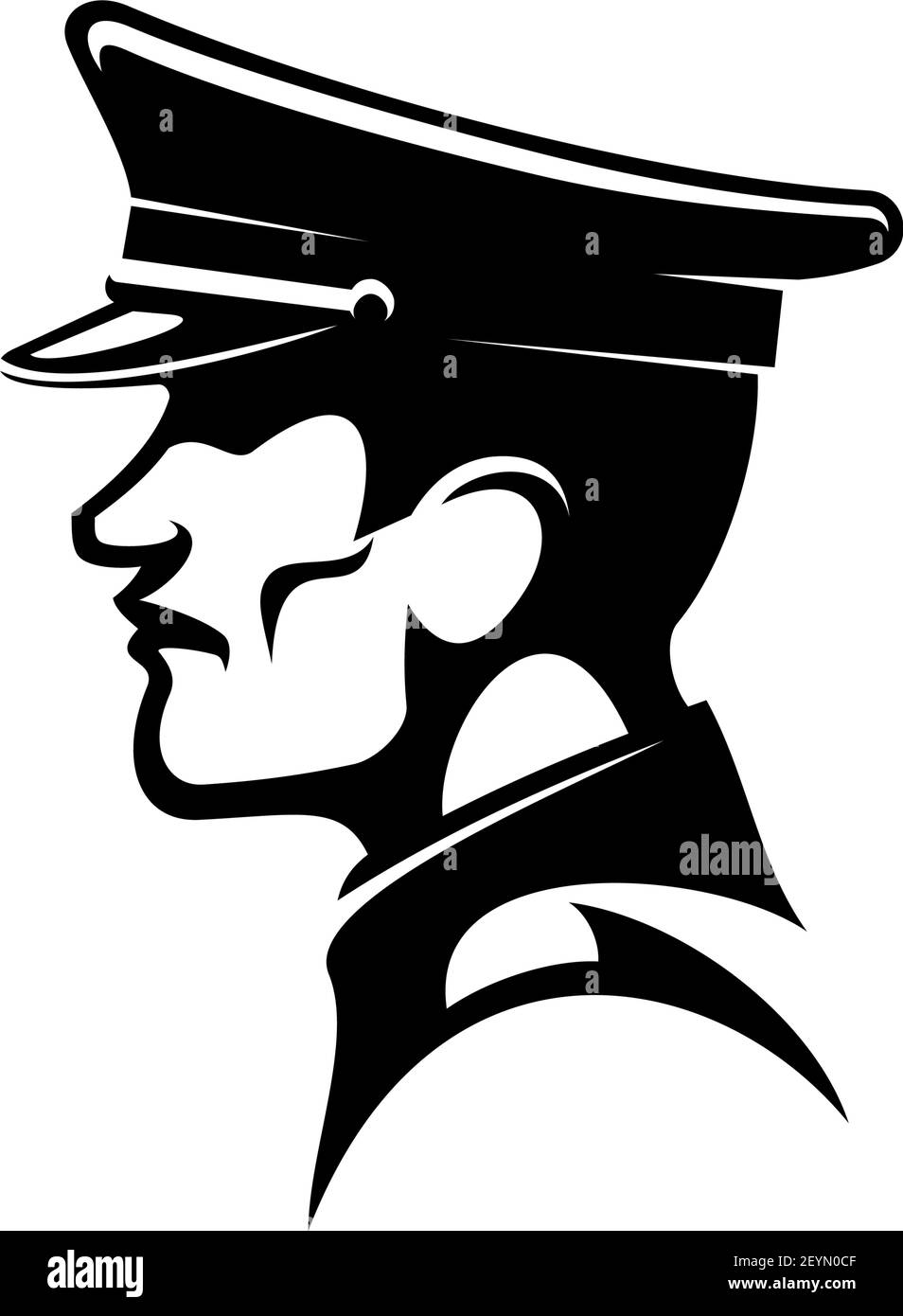 German soldier in peaked cap isolated man. Vector soldat in hat profile view Stock Vector