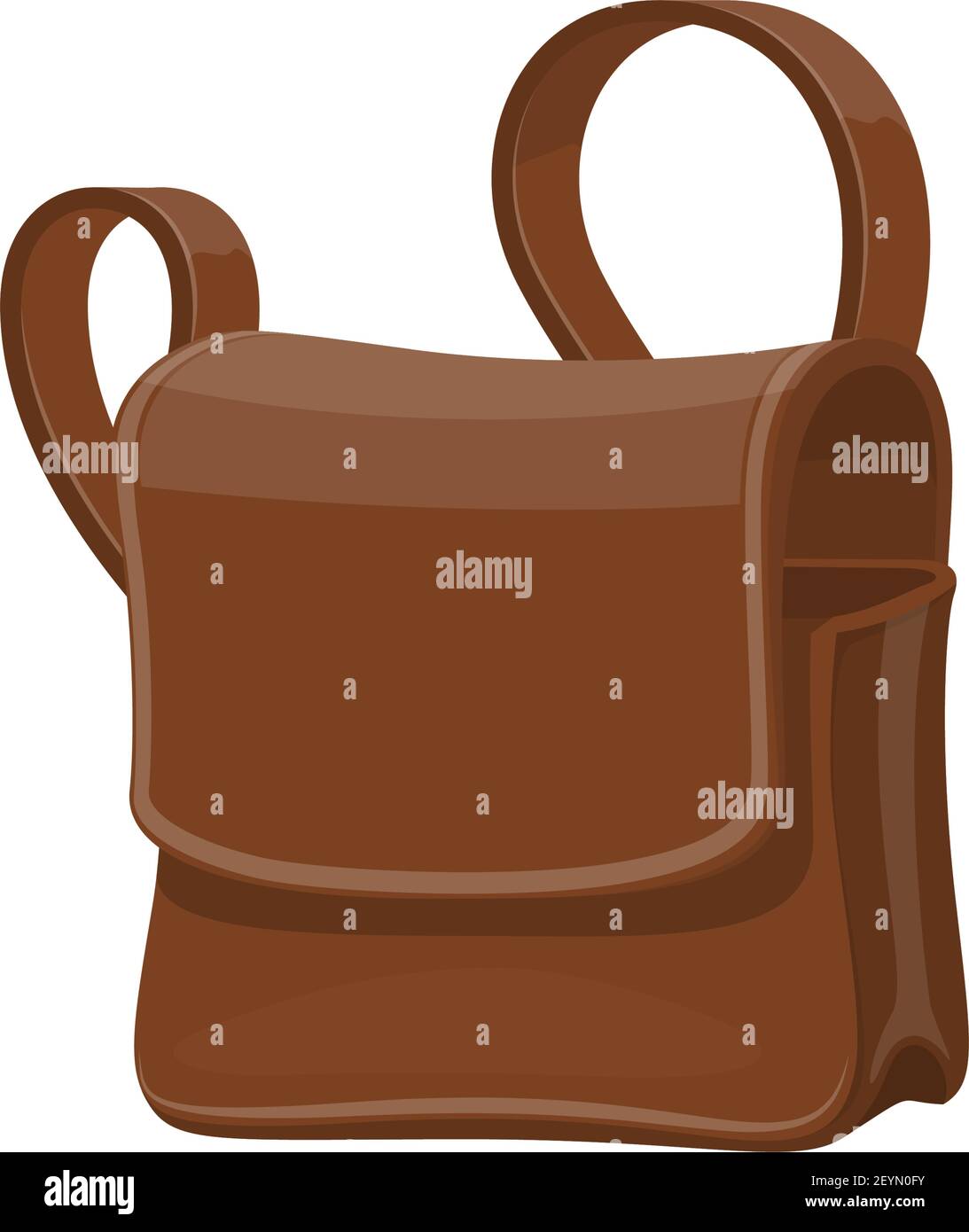 Mailbag, leather brown sack vector isolated icon. Delivering mailman bag, postman transportation item Stock Vector