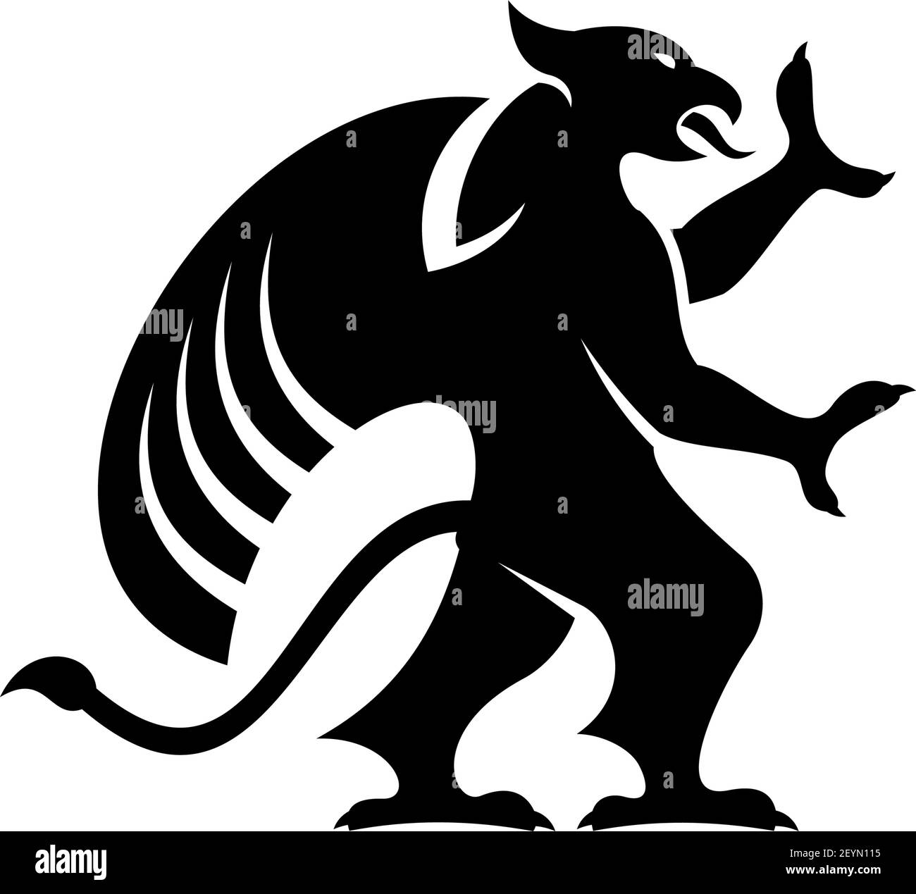 Legendary griffon isolated winged lion. Vector griffin silhouette, mythical creature, wings of eagle Stock Vector