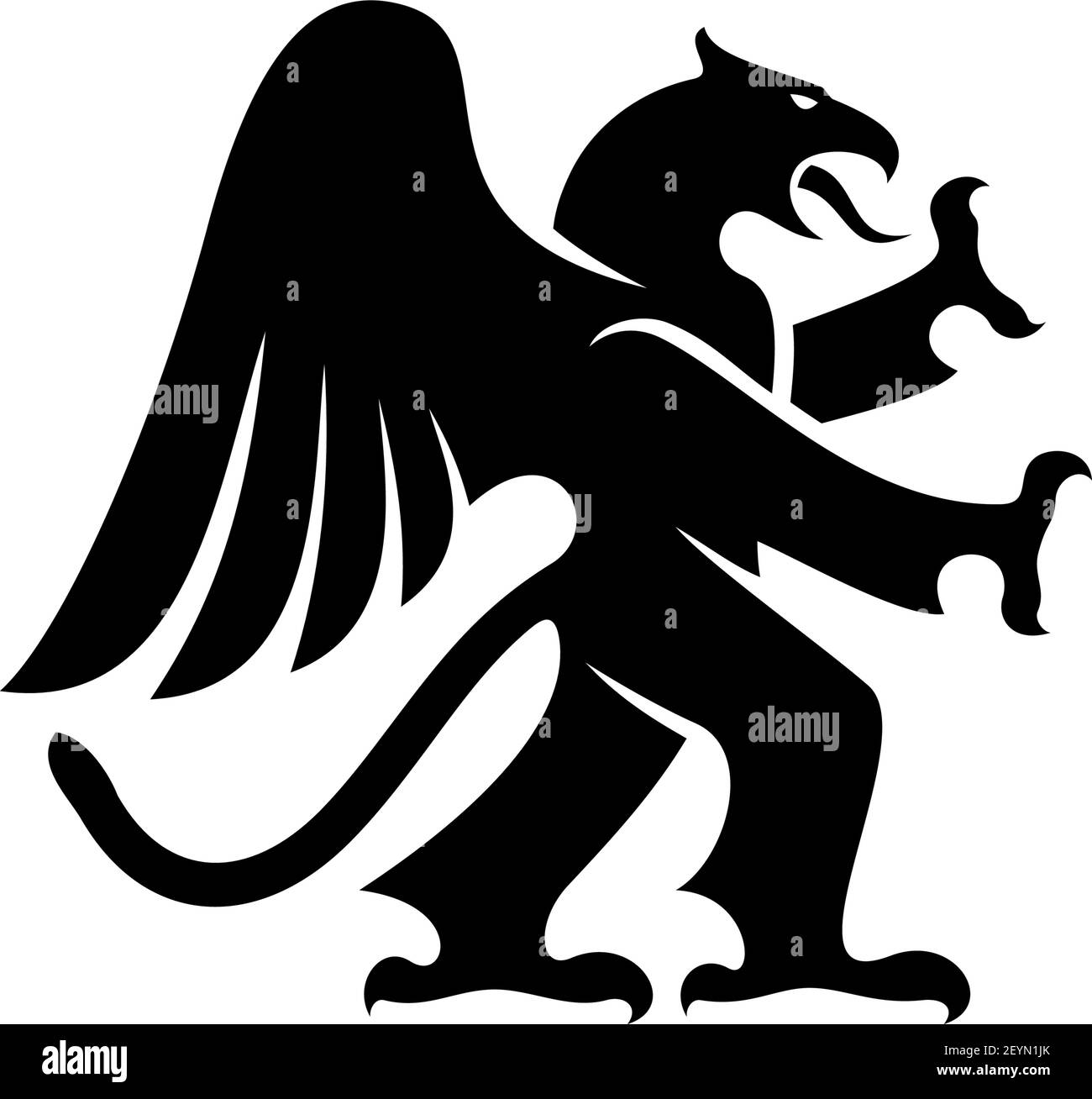 Gryphon mythical creature isolated beast. Vector creature with eagle legs and lion head Stock Vector