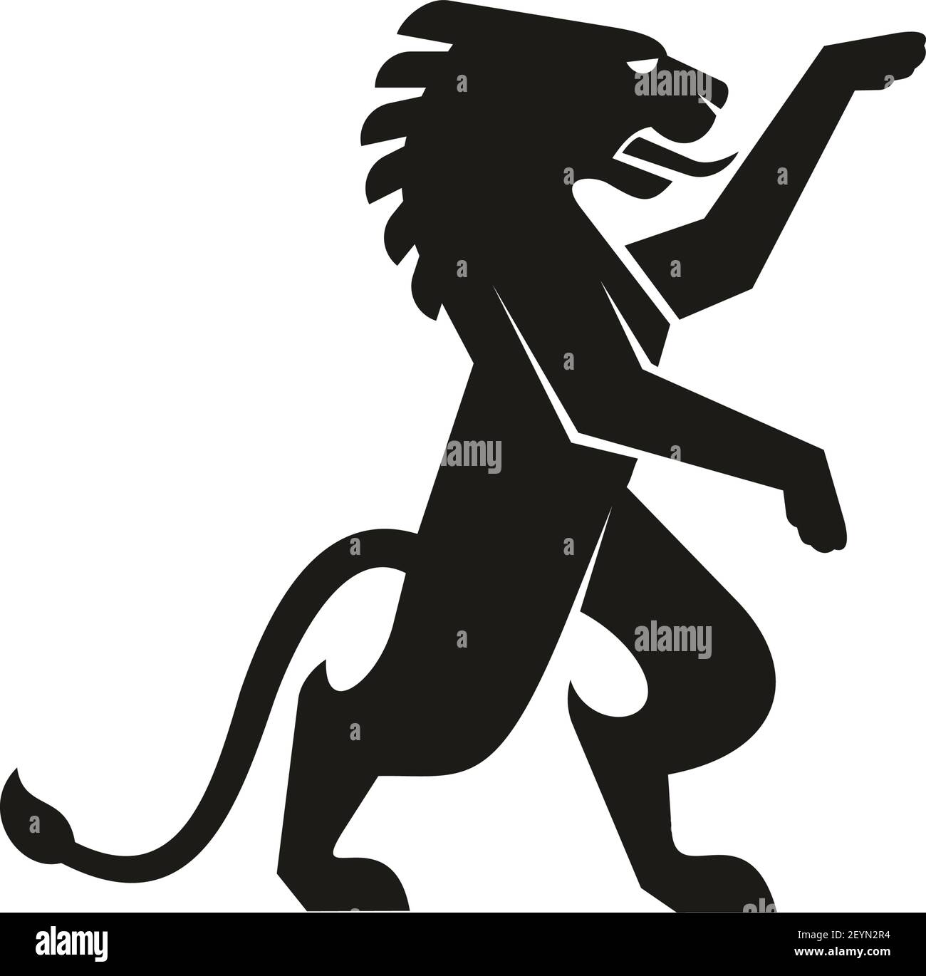 Lion or pegasus animal isolated heraldry symbol. Vector Japanese dragon mascot silhouette Stock Vector