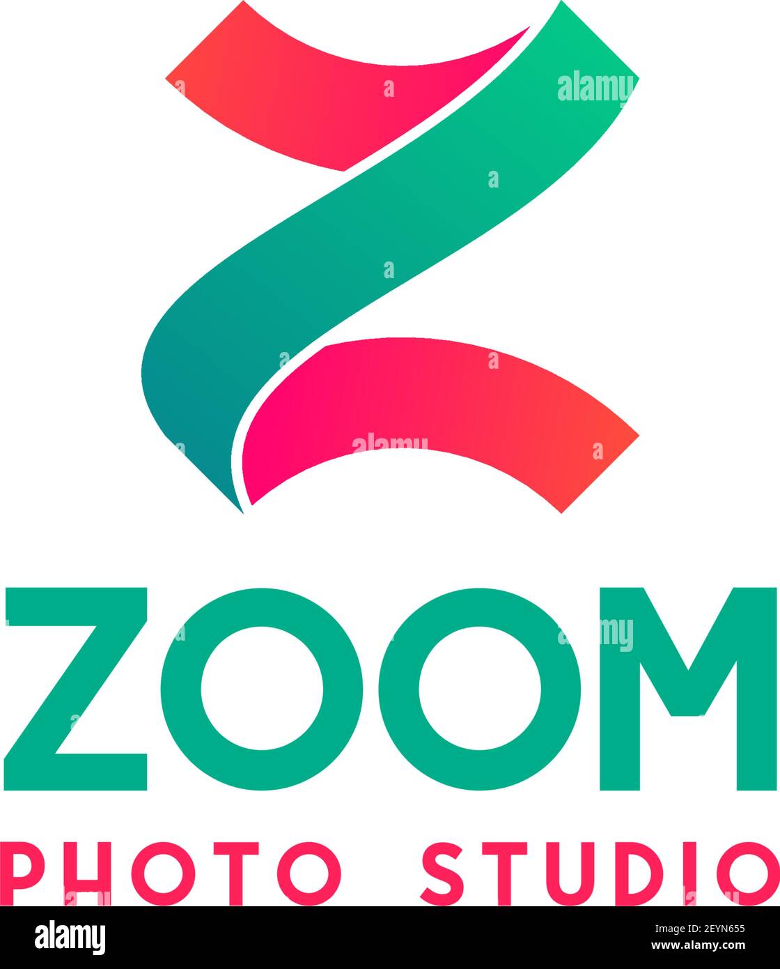 Zoom Photo studio vector design. Creative emblem for foto and video studio isolated on white background. Camera and photography, concept of model shoo Stock Vector