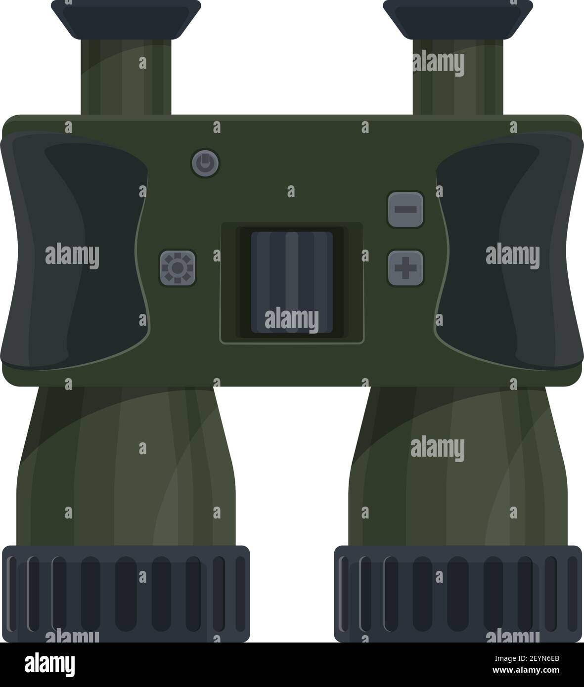 Military binoculars isolated vector. Optical device, lenses and zoom