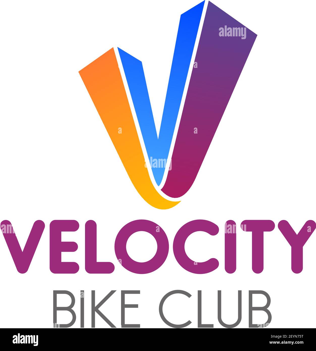 Velocity bike club vector icon isolated on white background. Creative emblem for extreme sport club, concept of healthy lifestyle. Vector design symbo Stock Vector