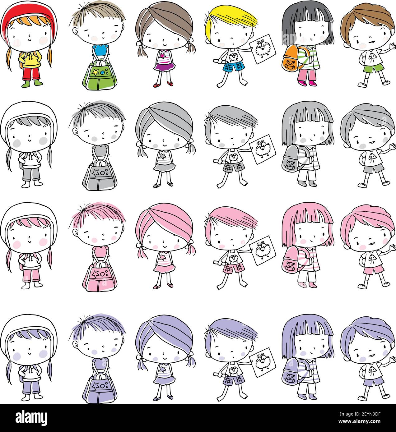 vector cartoon children boys and girls set Stock Vector Image & Art - Alamy