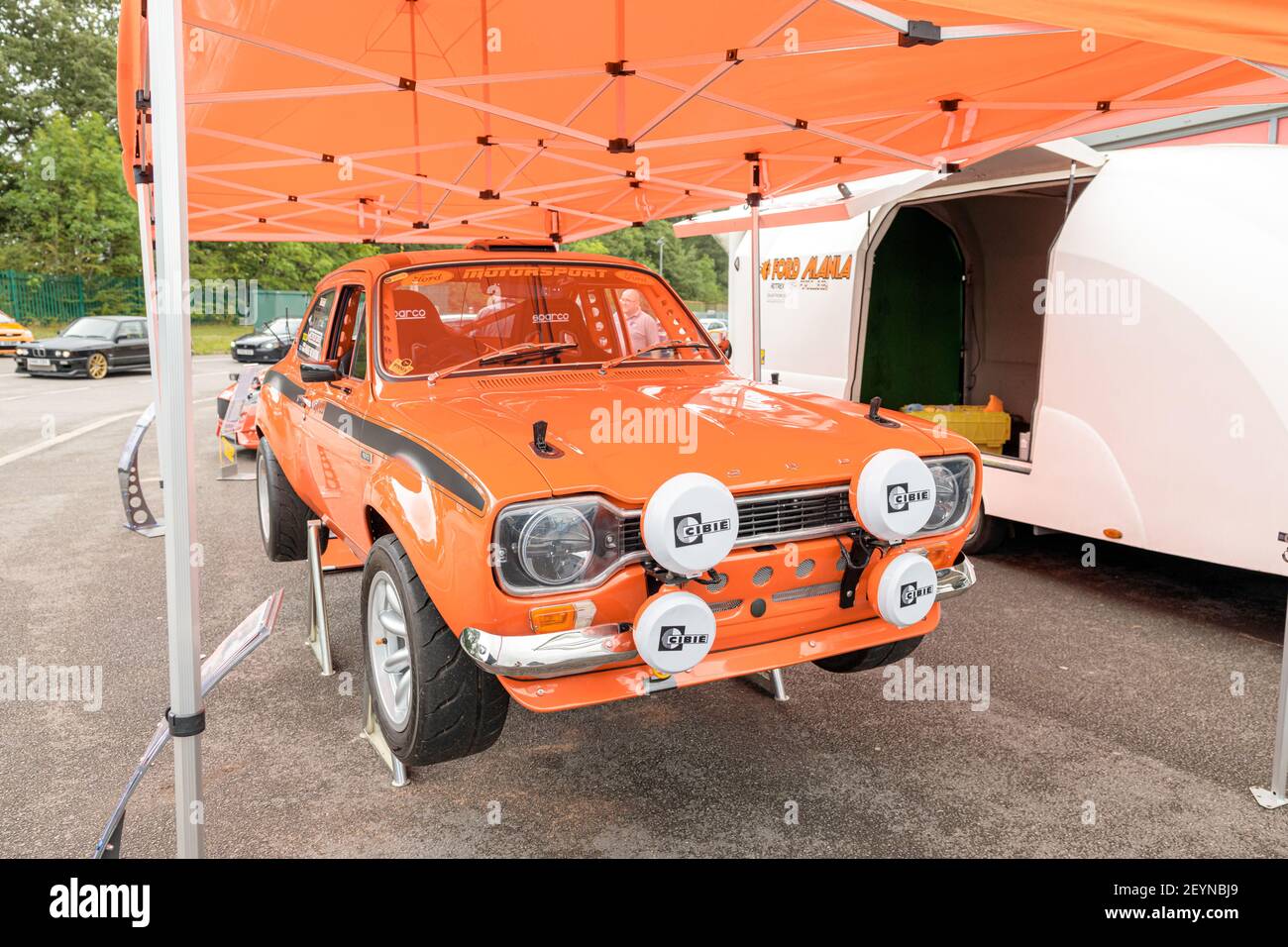 Darlington UK; 23rd August 2020: Auto Show orange Ford Escort mk1 Mexico Stock Photo