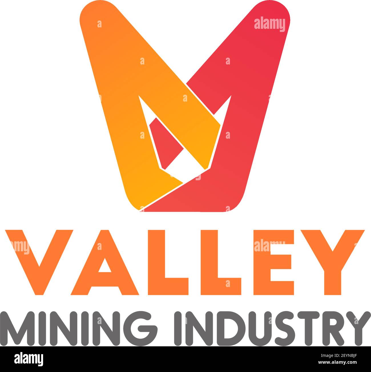 Valley mining industry vector icon, concept of fintech and digital finance industry. Creative badge for mining money business isolated on white backgr Stock Vector